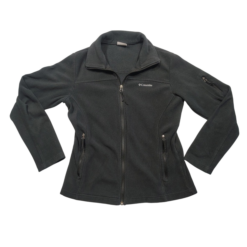 Columbia Fleece Jacket Womens M Full Zip Fast Trek II Arm Pocket Black XL6072